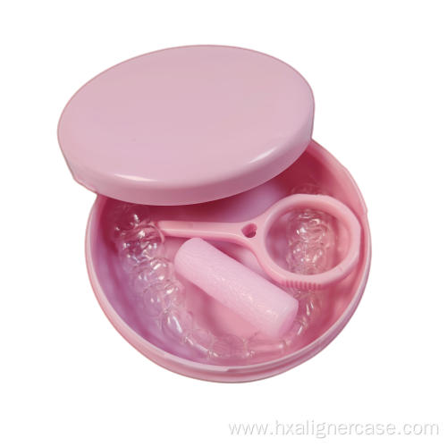 Rosy Pink Plastic Orthodontic Clear Aligner Case